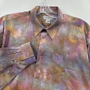 Vintage Rodier Hommes Shirt Mens Large Multicolor Abstract Long Sleeve Button